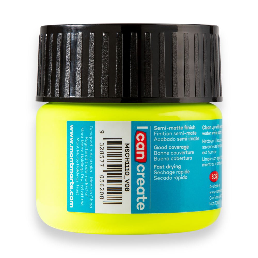 ფლურო ყვითელი 100მლ MM Acrylic Colour Paint 100ml - Fluoro Yellow