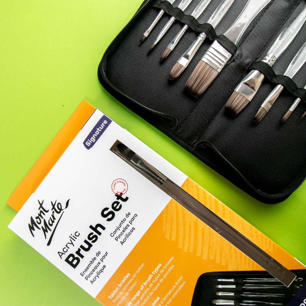გამჭირვალე ფუნჯების ნაკრები Acrylic Handle Brush Set 11pc - Acrylic MontMarte