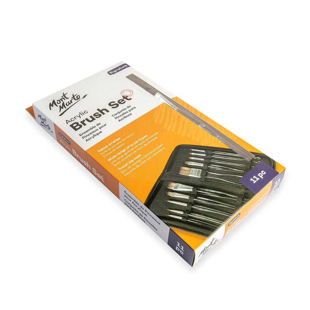 გამჭირვალე ფუნჯების ნაკრები Acrylic Handle Brush Set 11pc - Acrylic MontMarte