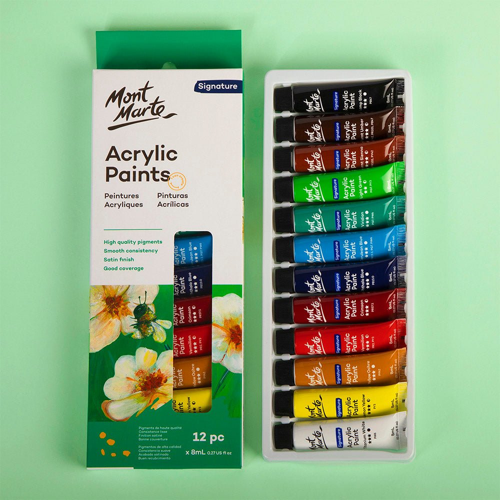აკრილის საღებავი ნაკრები 12 ფერი 8მლ - MontMarte Acrylic Paint Set 12pc x 8ml