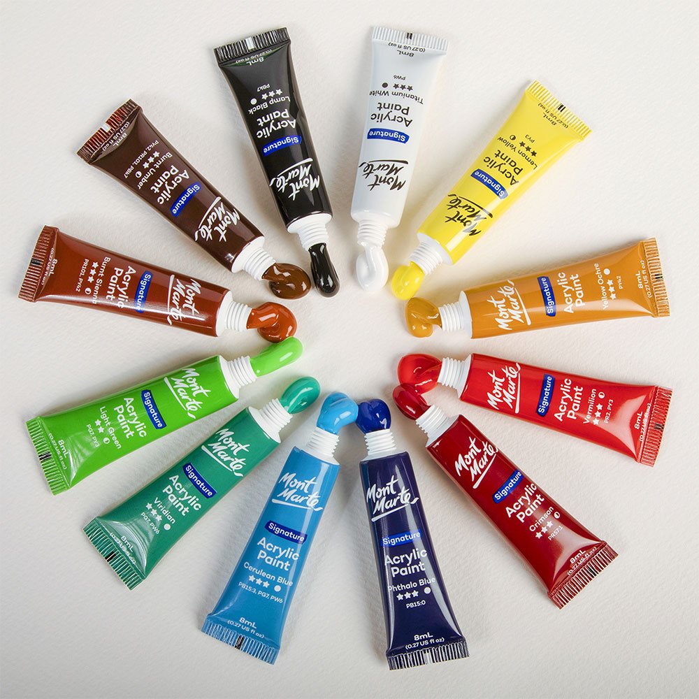აკრილის საღებავი ნაკრები 12 ფერი 8მლ - MontMarte Acrylic Paint Set 12pc x 8ml