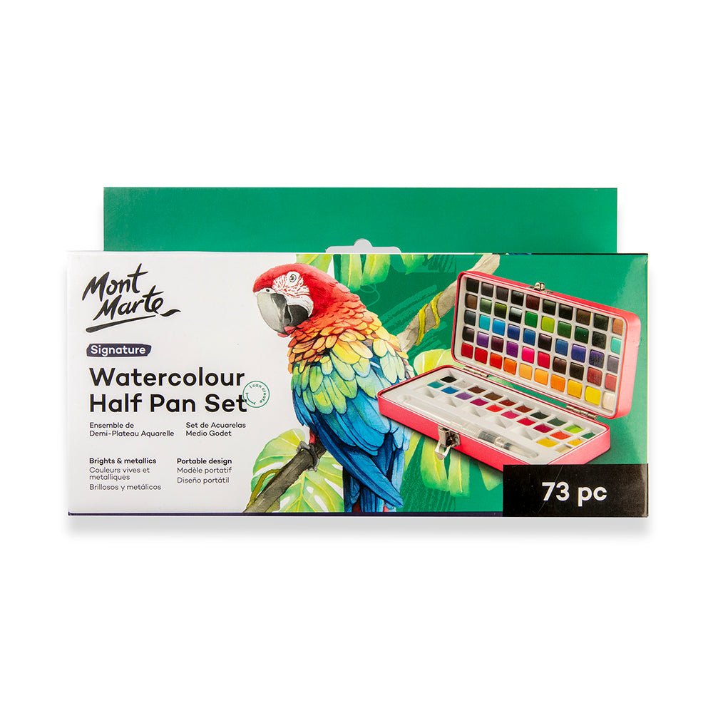 MM Watercolour Half Pan Set 73pc in Tin  - აკვარელის საღებავი