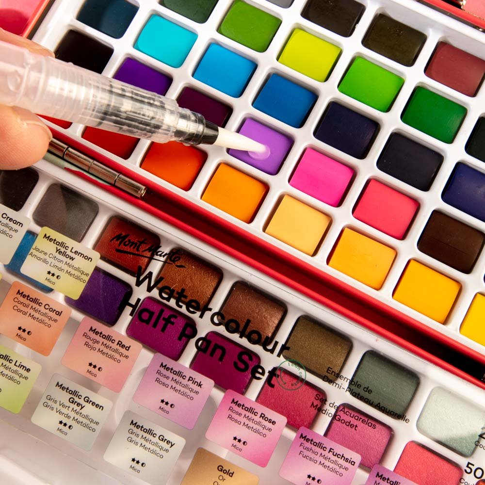 MM Watercolour Half Pan Set 73pc in Tin  - აკვარელის საღებავი