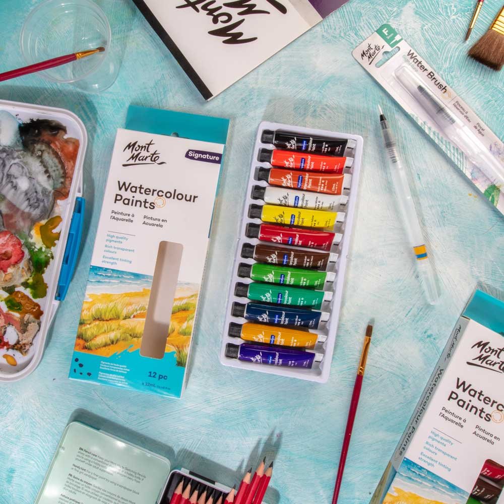აკვარელის საღებავი ნაკრები 12 ფერი - MontMarte Watercolour Paint Set 12pc x 12ml