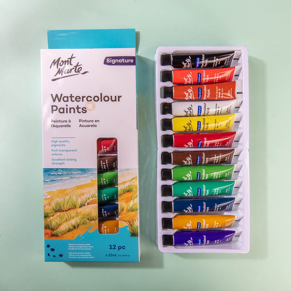 აკვარელის საღებავი ნაკრები 12 ფერი - MontMarte Watercolour Paint Set 12pc x 12ml