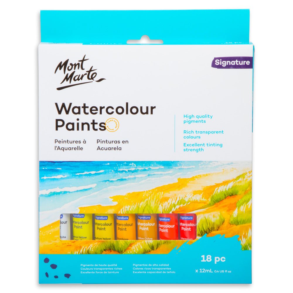 აკვარელის საღებავი ნაკრები 18 ფერი 12მლ - MontMarte Watercolour Paint Set 18pc x 12ml