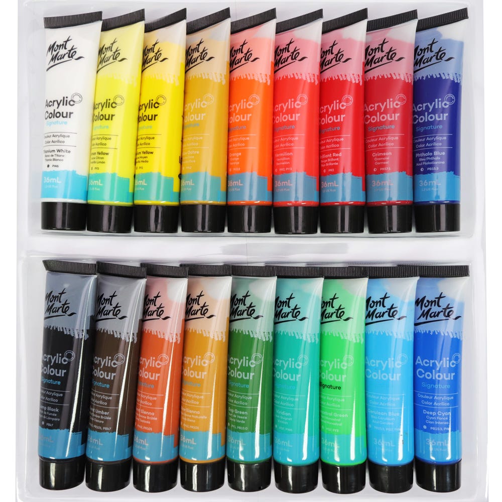 აკრილის საღებავები 18 ფერი ნაკრები MM Acrylic Paint Set 18pc x 36ml