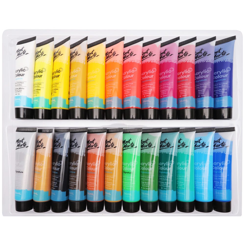 აკრილის საღებავები 24 ფერი ნაკრები MM Acrylic Paint Set 24pc x 36ml