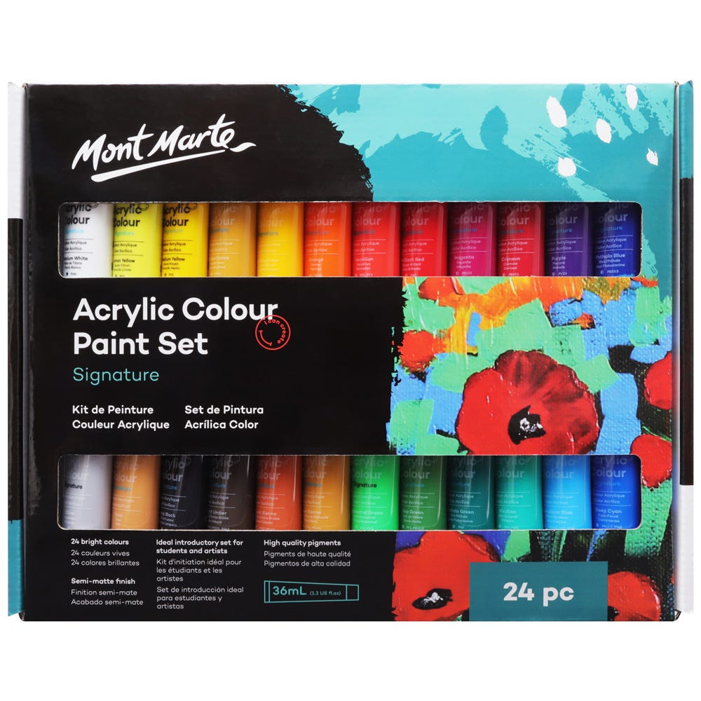 აკრილის საღებავები 24 ფერი ნაკრები MM Acrylic Paint Set 24pc x 36ml