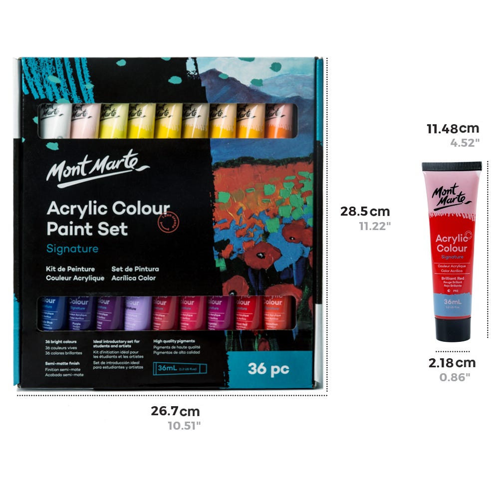 აკრილის საღებავები  36 ფერი ნაკრები MM Acrylic Paint Set 36pc x 36ml