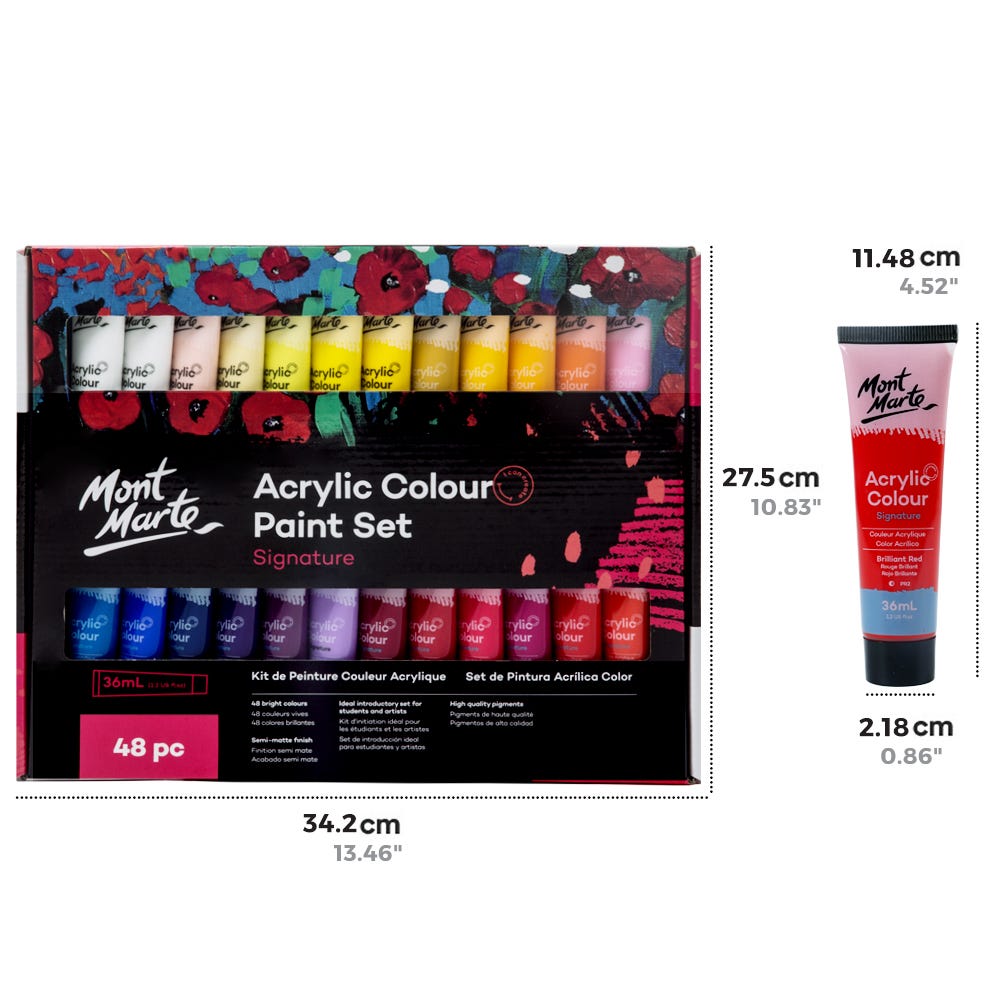 აკრილის საღებავები 48 ფერი ნაკრები MM Acrylic Paint Set 48pc x 36ml