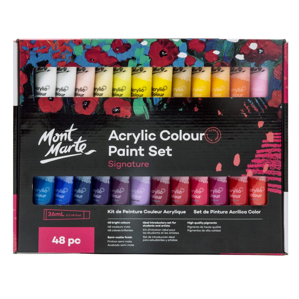 აკრილის საღებავები 48 ფერი ნაკრები MM Acrylic Paint Set 48pc x 36ml