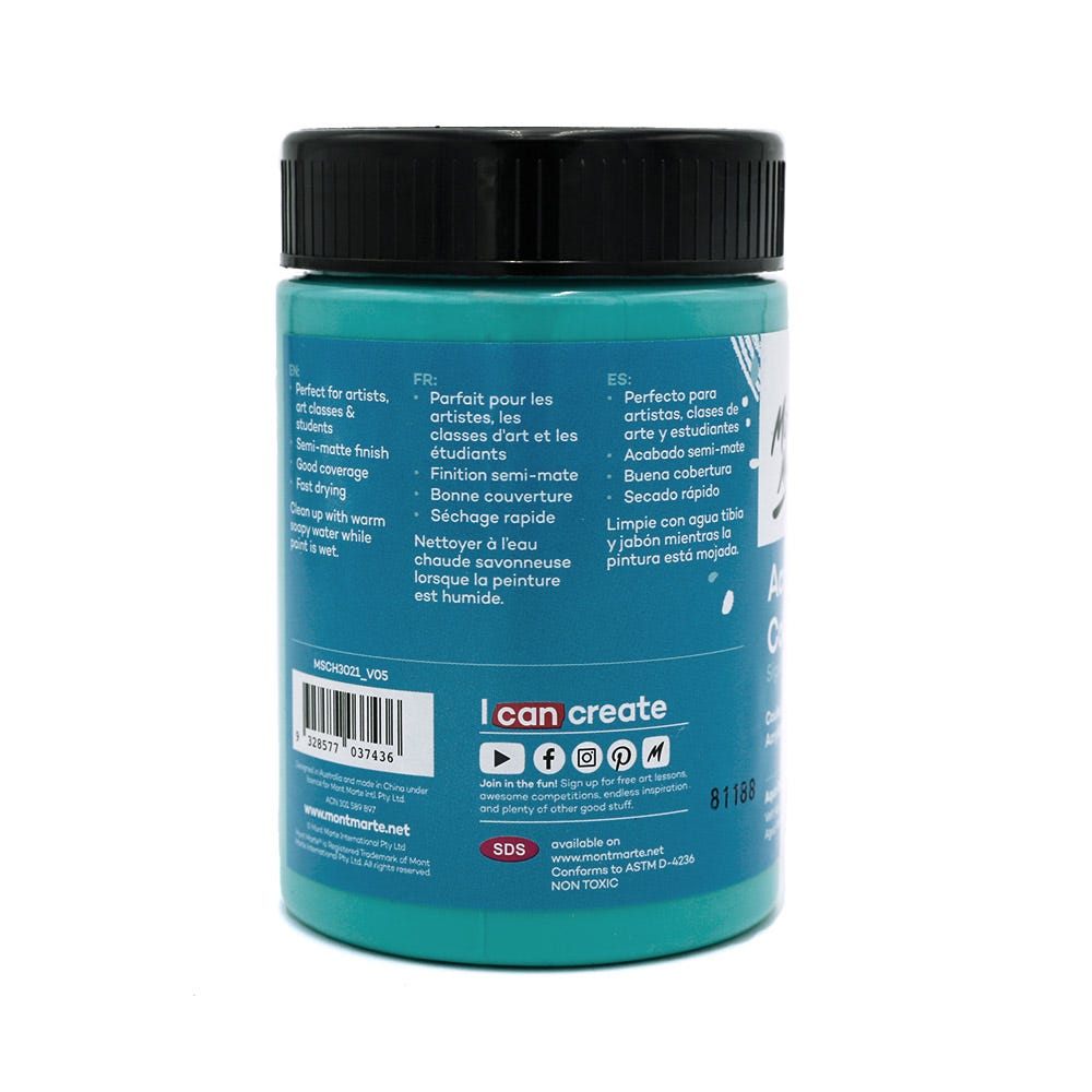აკრილის საღბავი აქუა მწვანე 300მლ MM Studio Acrylic Paint 300ml - Aqua Green