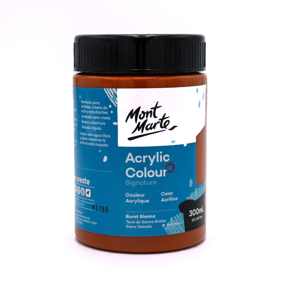აკრილის საღებავი დამწვარი სიენა 300მლ MM Studio Acrylic Paint 300ml - Burnt Sienna