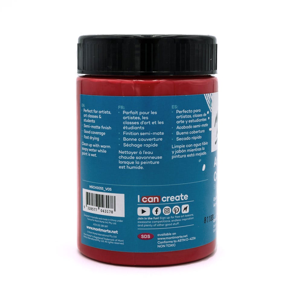 აკრილის საღბავი MM Studio Acrylic Paint 300ml - Carmine