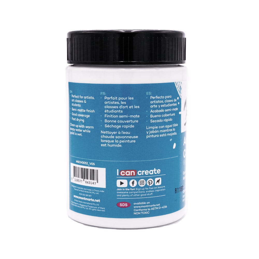 აკრილის საღებავი ჩინური თეთრი 300მლ MM Studio Acrylic Paint 300ml - Chinese White
