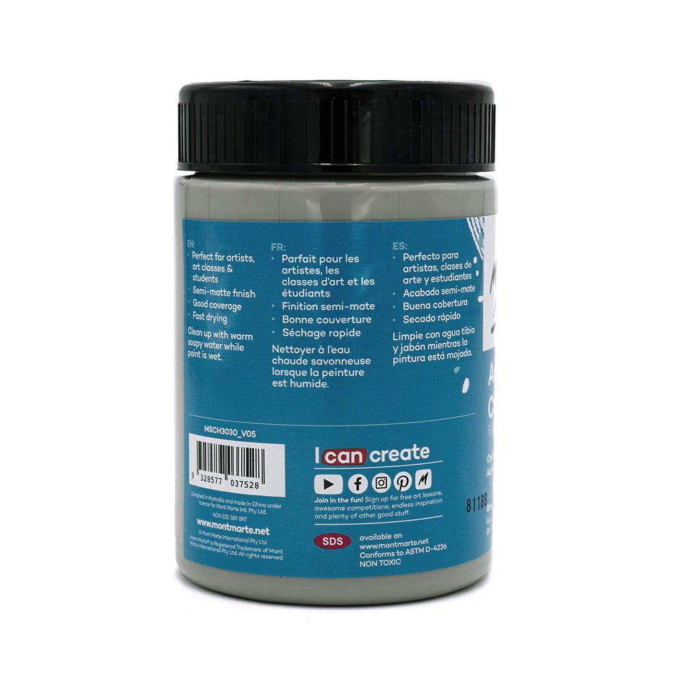 აკრილის საღებავი ნაცრისფერი 300მლ - Studio Acrylic Paint 300ml - Grey