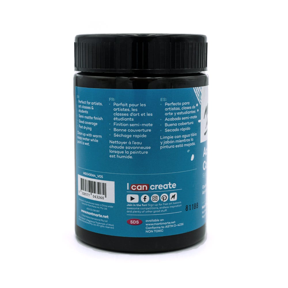 აკრილის საღბავი მარსის შავი 300მლ MM Studio Acrylic Paint 300ml - Mars Black