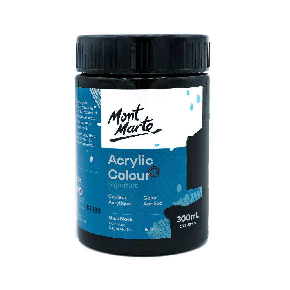 აკრილის საღბავი მარსის შავი 300მლ MM Studio Acrylic Paint 300ml - Mars Black