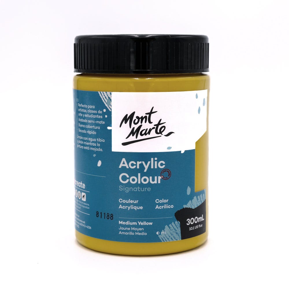 აკრილის საღებავი მედიუმ ყვითელი 300მლ MM Studio Acrylic Paint 300ml - Medium Yellow
