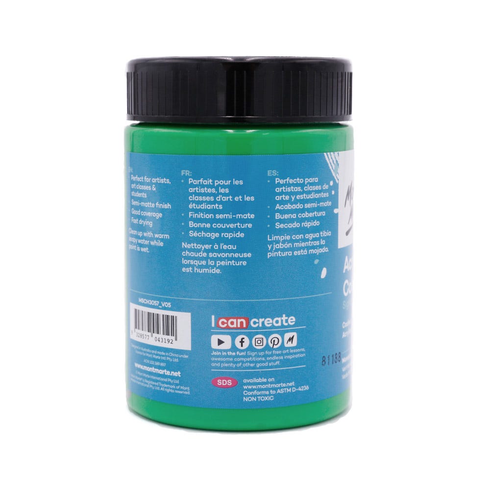 აკრილის საღებავი MM Studio Acrylic Paint 300ml - Monastral Green