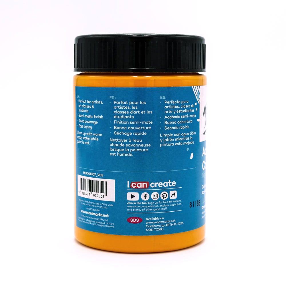 აკრილის საღებავი MM Studio Acrylic Paint 300ml - Orange Yellow