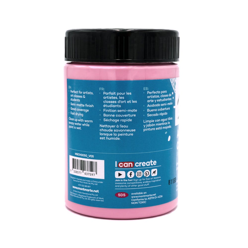 აკრილის საღბავი ვარდისფერი 300მლ MM Studio Acrylic Paint 300ml - Pink
