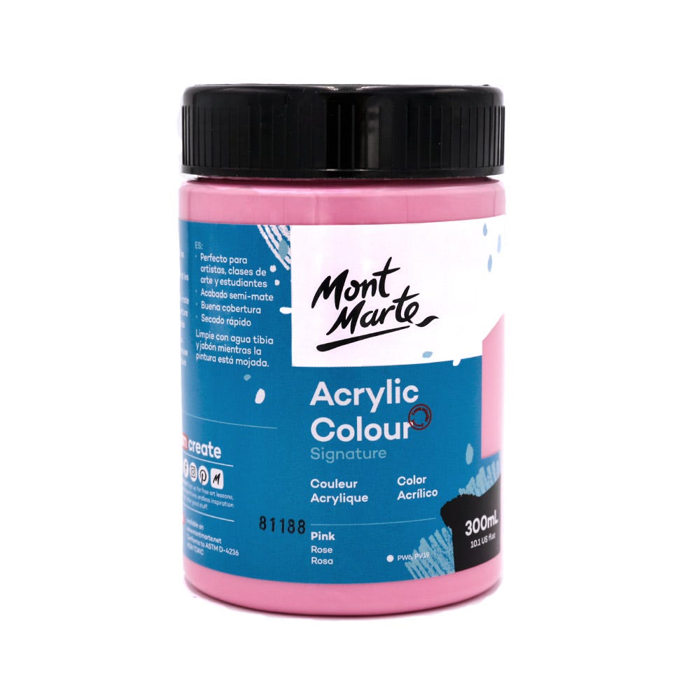 აკრილის საღბავი ვარდისფერი 300მლ MM Studio Acrylic Paint 300ml - Pink