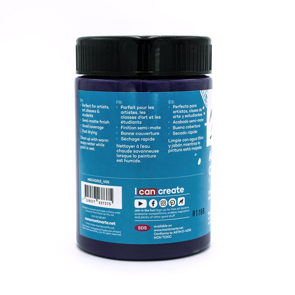აკრილის საღებავი იასამნისფერი 300მლ MM Studio Acrylic Paint 300ml - Purple