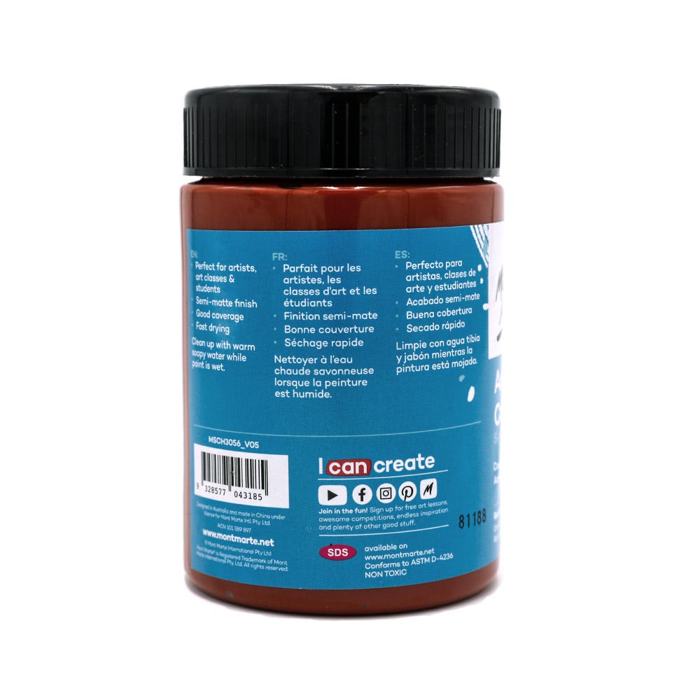 აკრილის საღებავი წითელი ოხრა 300მლ MM Studio Acrylic Paint 300ml - Red Ochre