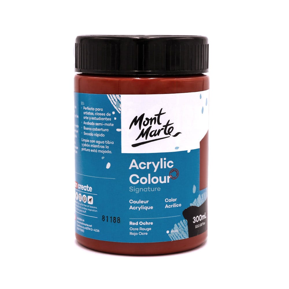 აკრილის საღებავი წითელი ოხრა 300მლ MM Studio Acrylic Paint 300ml - Red Ochre