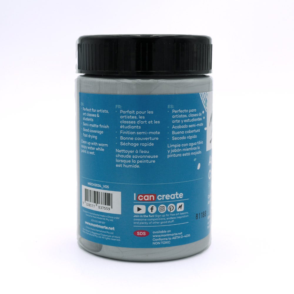 Acrylic Paint Silver 300ml - Studio Acrylic Paint 300ml - Silver