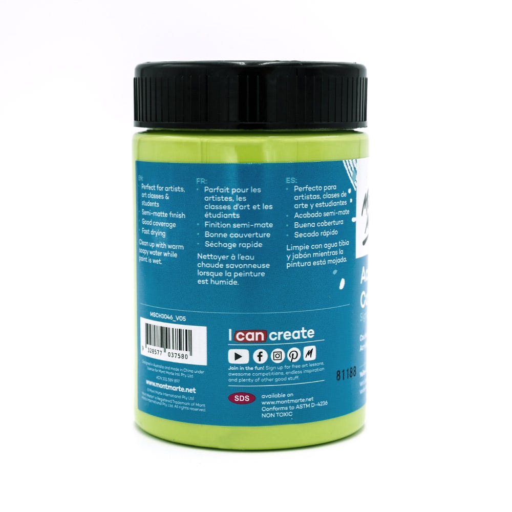 აკრილის საღებავი მოყვითალო მწვანე 300მლ MM Studio Acrylic Paint 300ml - Yellow Green