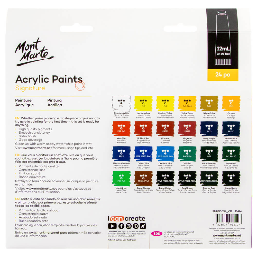 MM Acrylic Paints 24pc x 12ml