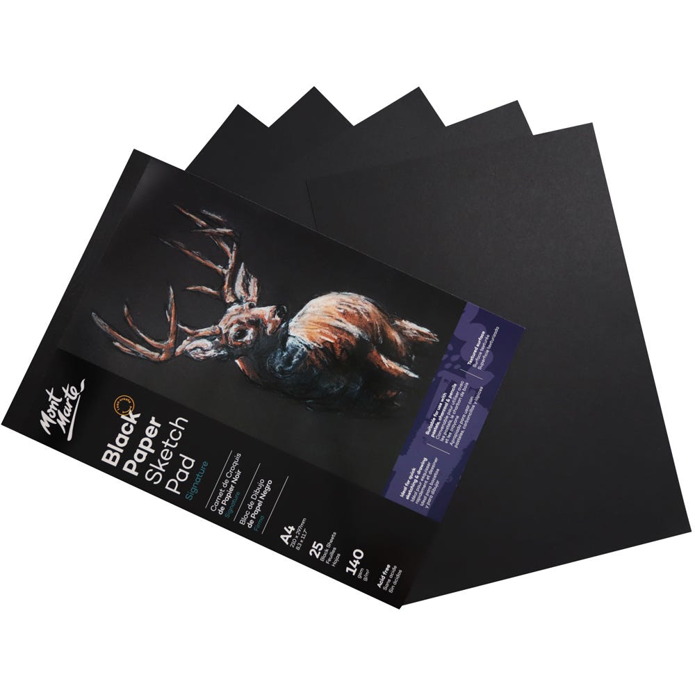 MM Black Paper Sketch Pad 25 sheet 140gsm A4