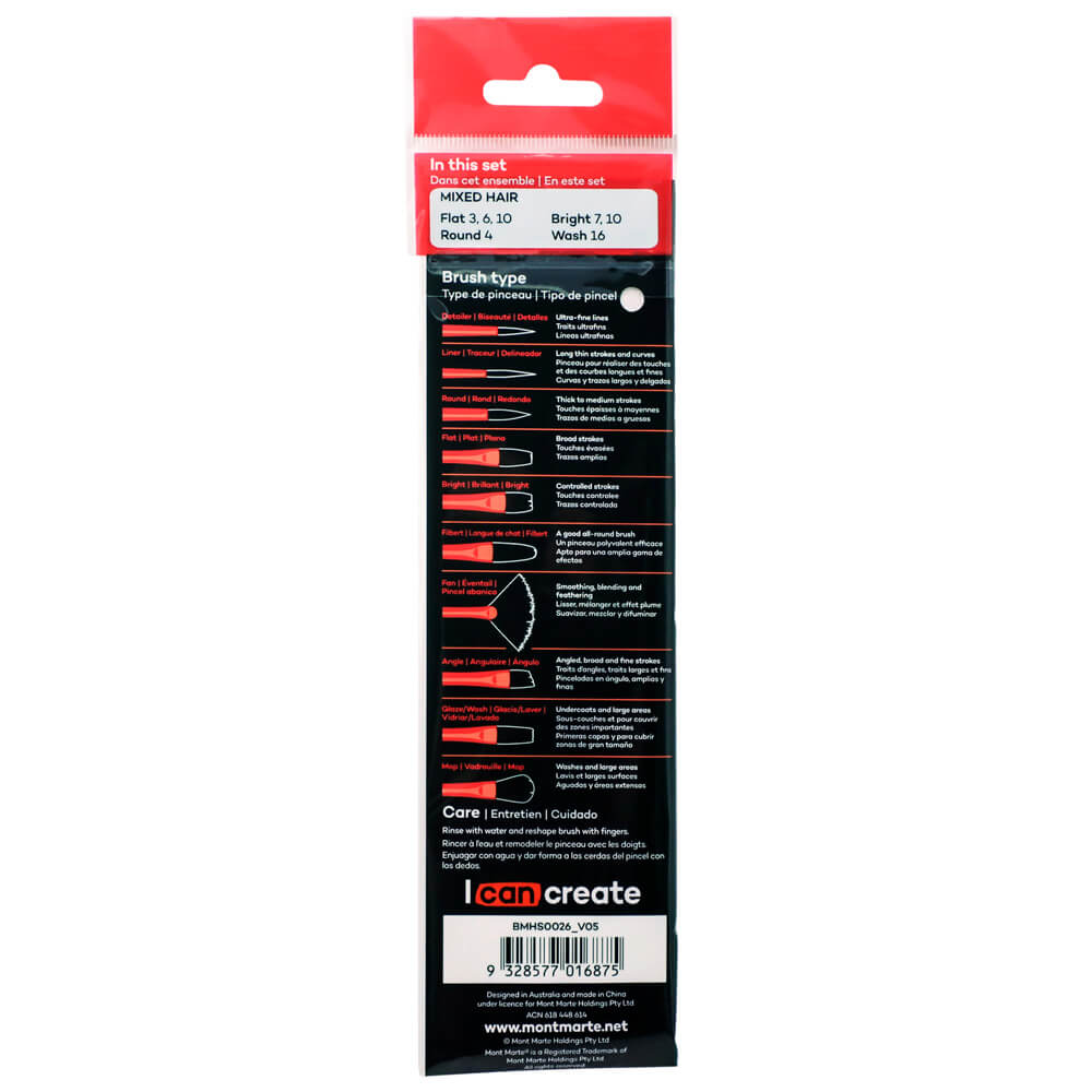აკვარელის ფუნჯები (ბუნებრივი) MM Gallery Series Brush Set Watercolour 7pc