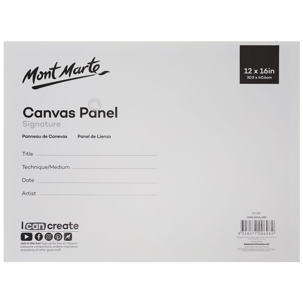 ტილოს პანელი (დაგრუნტული მუყაო) MM Canvas Panel 30.5x40.6cm