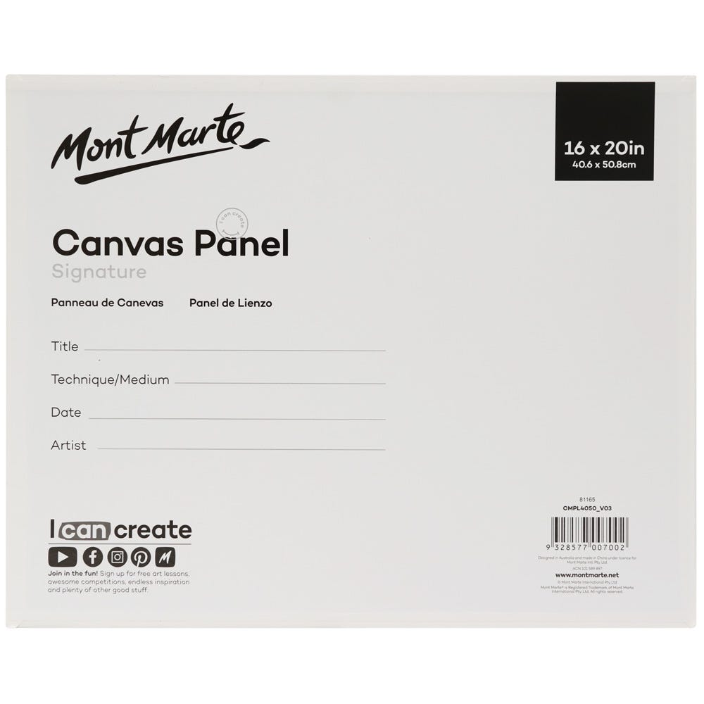 ტილოს პანელები (გადაკრული ტილო მუყაოზე) MM Canvas Panel 40.6x50.8cm