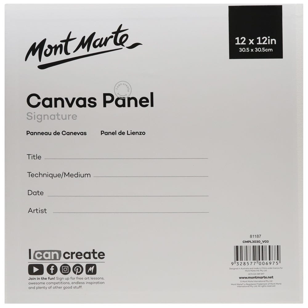 ტილოს პანელები (გადაკრული ტილო მუყაოზე) MM Canvas Panels Pack 2 30.5x30.5cm