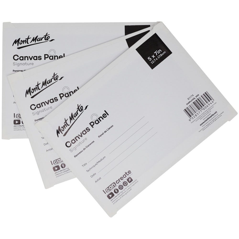 ტილოს პანელები (გადაკრული ტილო მუყაოზე) MM Canvas Panels Pack 3 12.7x17.8cm