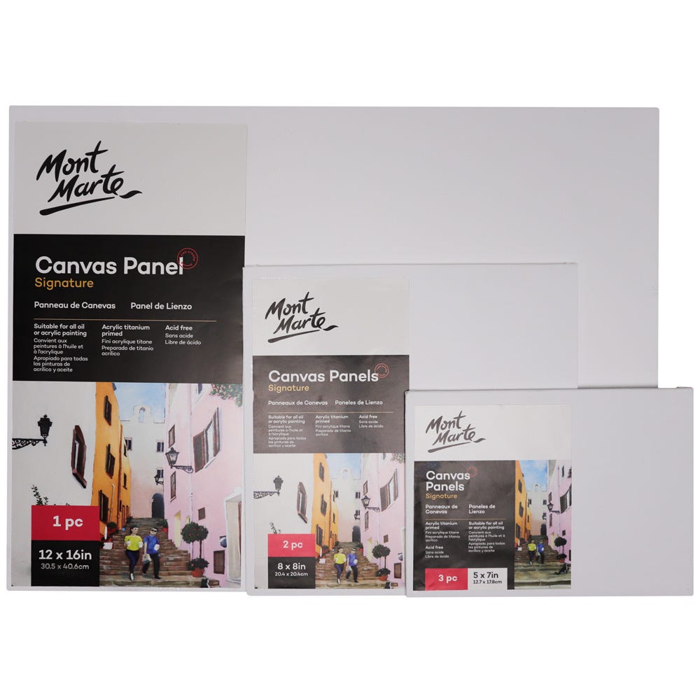 ტილოს პანელები (გადაკრული ტილო მუყაოზე) MM Canvas Panels Pack 3 12.7x17.8cm