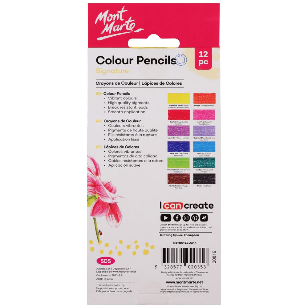 M.M. Colour Pencils 12pce - Essential Colours
