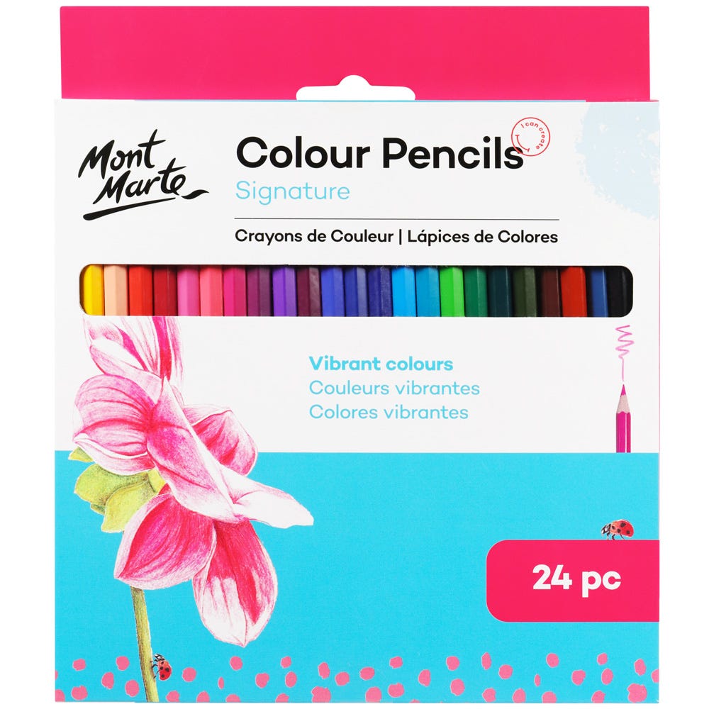 ფერადი ფანქრები 24 ფერი ნაკრები MM Colour Pencils 24pc - Essential Colours