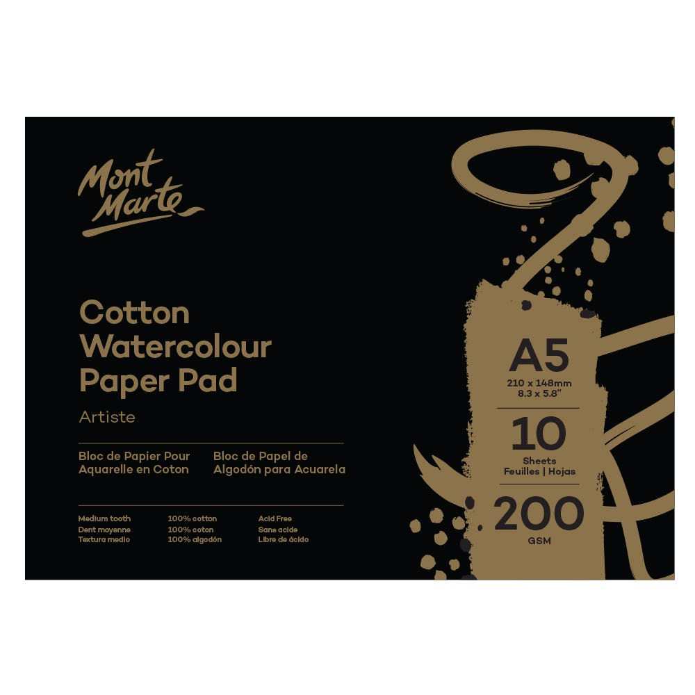 MM Cotton Watercolour Paper 200gsm A5 10 Sheets