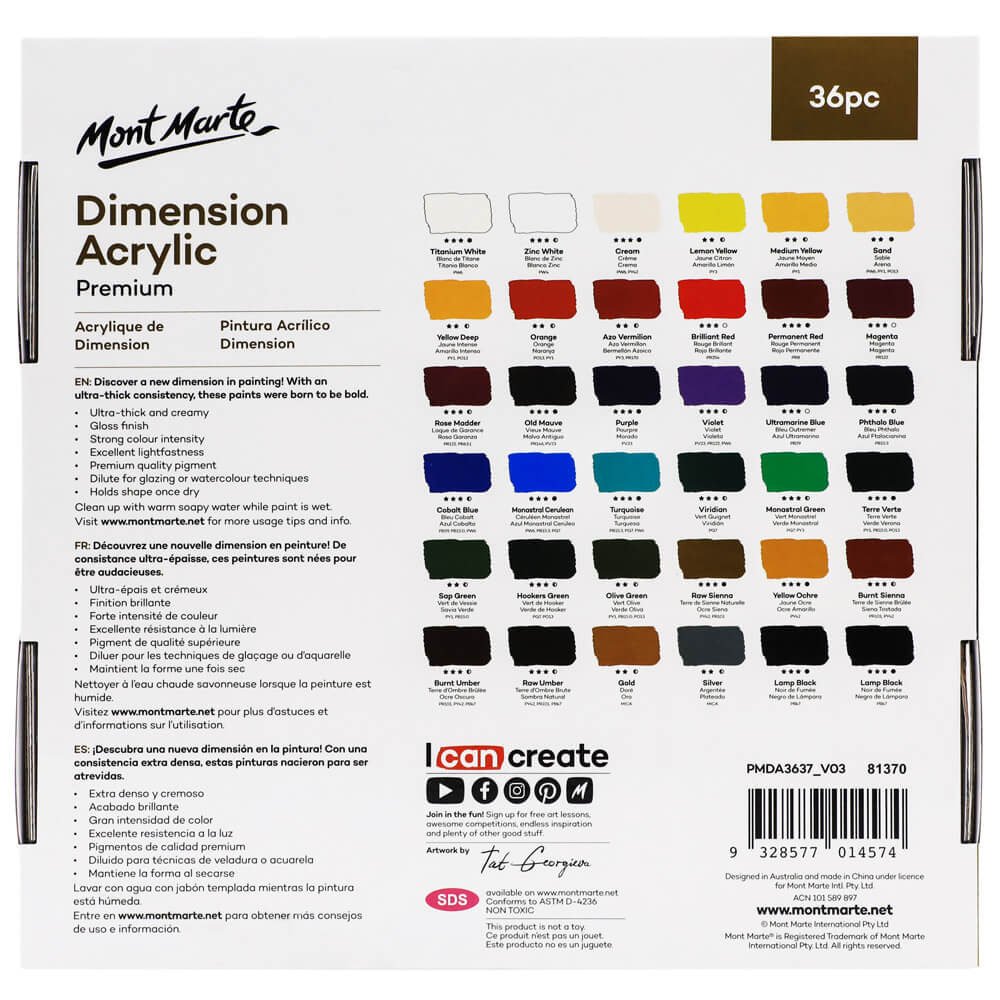 MM Dimension Acrylic Paint Set 36pc x 37ml