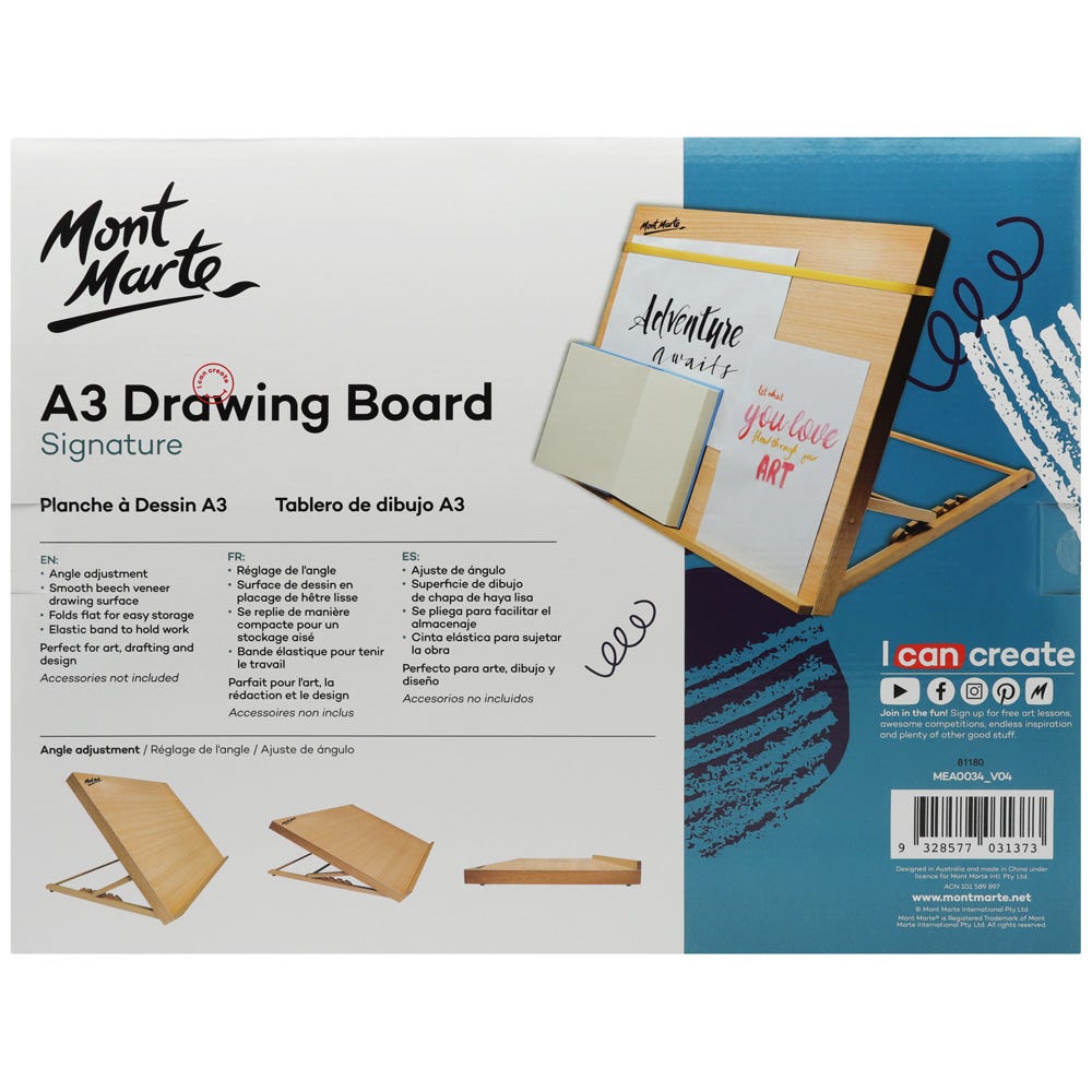 სახატავი დაფა სამაგიდო მოლბერტი A3 MM Drawing Board A3 with elastic band