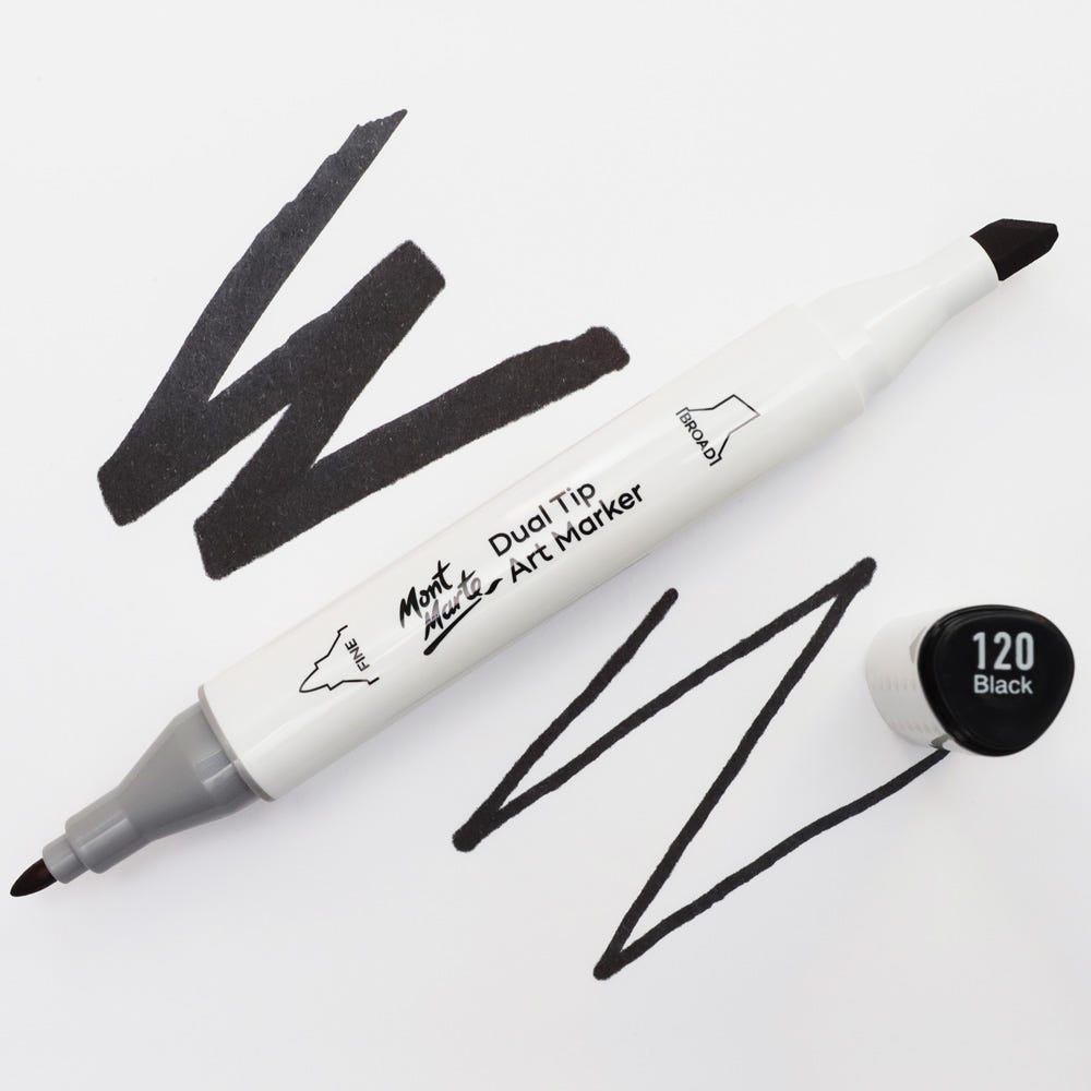 MM Dual Tip Art Marker - Black 120