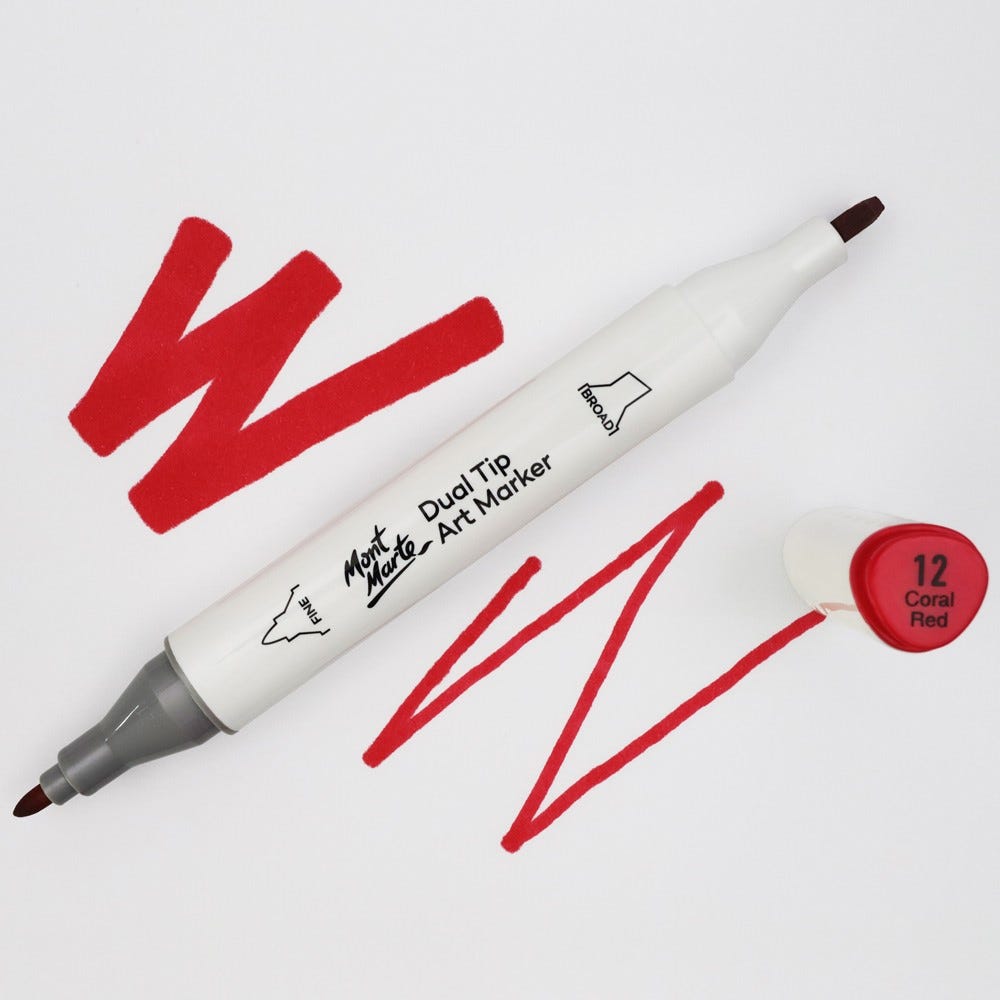 MM Dual Tip Art Marker - Coral Red 12