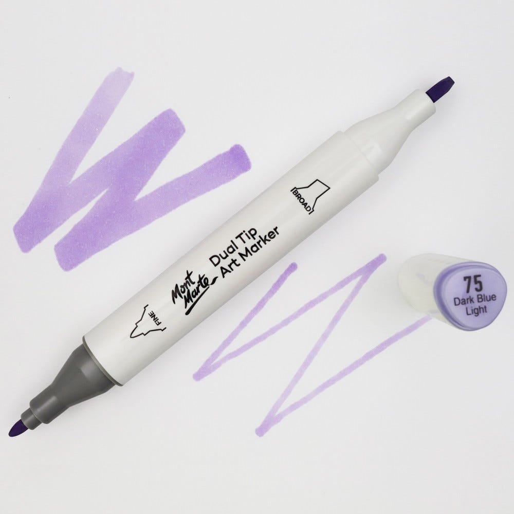 სახატავი მარკერი (ალკოჰილის) MM Dual Tip Art Marker - Dark Blue Light 75