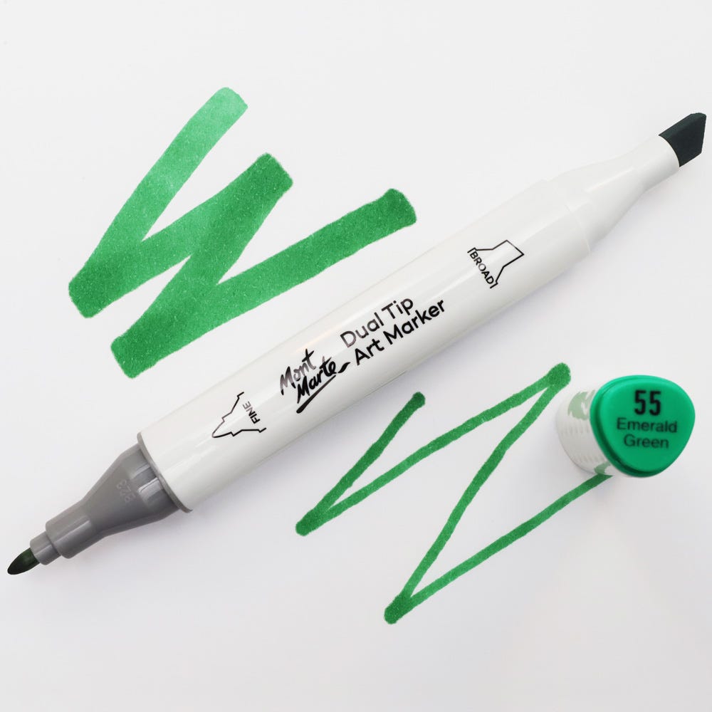 სახატავი სკეჩ მარკერი (ალკოჰოლის) MM Dual Tip Art Marker - Emerald Green 55